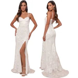 Lulus Ethereal Elegance White Embroidered Lace-Up Maxi Dress size XXS thumbnail 2