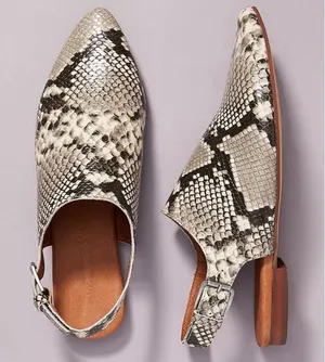 Gee‎ Wawa for Anthropologie snakeskin Slingback flats sz 6 thumbnail 1