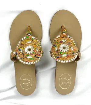 Jack Rogers Georgica Sandals Cork Multicolor Rainbow Accents Sz 7 thumbnail 1
