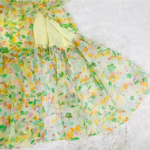 ASTR the Label Floral Chiffon‎ Maxi Dress Small Yellow Tiered Wedding Guest New thumbnail 11