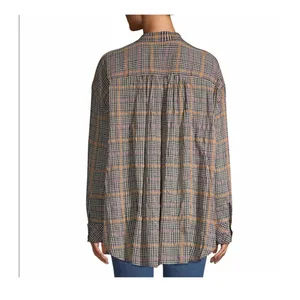 Free People Break My Stride Oversized Plaid Long Sleeve Button Up Shirt Size S thumbnail 4