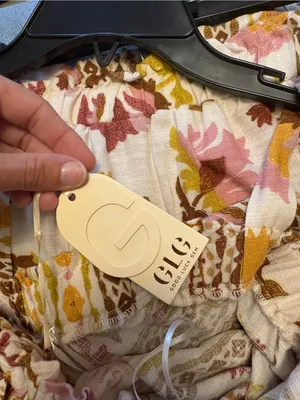 Good Luck Gem Linen Floral Two-Piece Smocked Crop Top & Maxi Pant Set - Pink, Mustard, Brown thumbnail 5