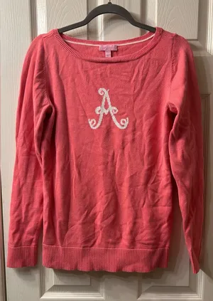 Lilly Pulitzer Marielle Sweater A Monogram, Size L thumbnail 1