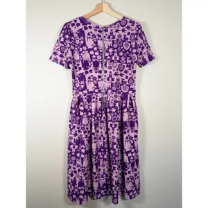 LuLaRoe Amelia Dress Womens XL Purple Snow White Disney‎ Princess Pockets Skater thumbnail 5