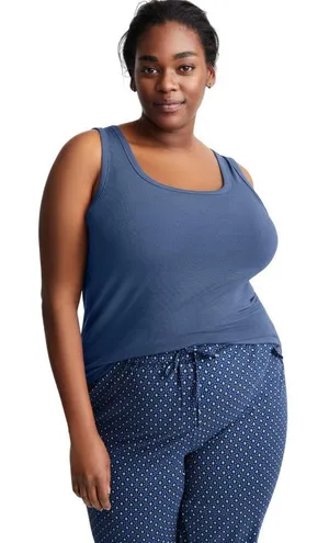 NWT State Of Day Womens Ribbed Sleep Tank Top 100180162WN Nightfall Blue 1X thumbnail 1