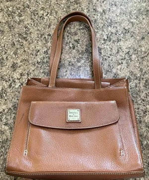 Dooney & Bourke Tan Pebble Leather Tote with Front Flap Pocket thumbnail 1