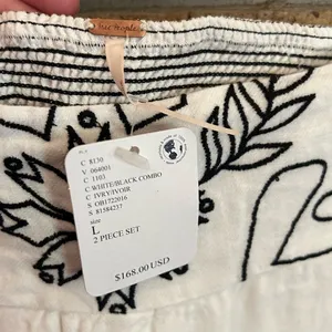 NWT Free People Lotus Set Embroidered Crop Top Maxi Skirt White & Black Size L thumbnail 11