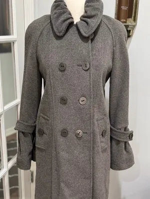Vintage Via Spiga Gray Double Breasted Wool Pea Coat thumbnail 1