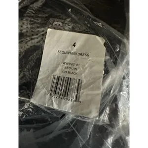 WeWoreWhat Black Sequin Midi Dress with Faux‎ Leather Waistband - Size 4 thumbnail 4