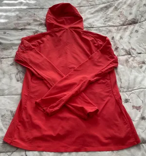 Orange Coral Hooded Full Zip Lined Pockets Logo Windbreaker, size M thumbnail 12