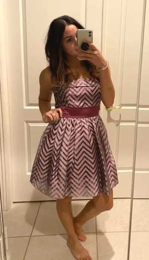 Purple Stripped Homecoming Dress thumbnail 1