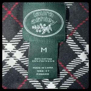 Laura Ashley Pajama Set Women Medium Black Plaid Cotton Blend Sleepwear‎ thumbnail 2