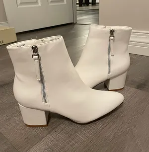 Heeled White Booties Size 10 thumbnail 1