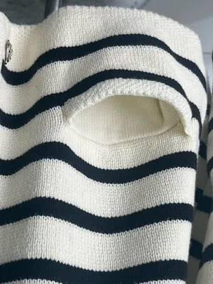 RIHOAS Cream and Black Striped Button-Front Cardigan thumbnail 4
