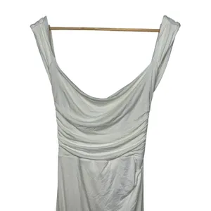 NWT Babyboo Malina Ivory Cowl Neck Ruched Low Tie Back Midi Dress Womens Size S thumbnail 9