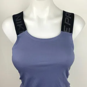 Nike Pro Dri Fit Purple Elastic Logo Band Cross Strap Scoop Neck Tank Top Size M thumbnail 3