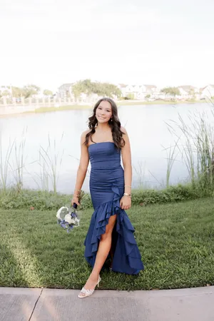 babyboo maxi navy ruffle dress thumbnail 5