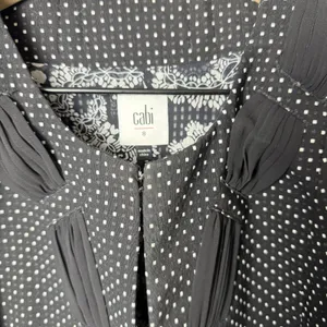Cabi Polka Dot Jacket Black White Stretch 3/4 Sleeve Jacket Blazer Size 8 thumbnail 3