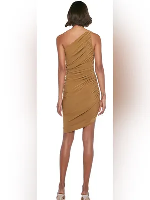 NORMA KAMALI Diana one-shoulder jersey Minidress MOCHA thumbnail 4