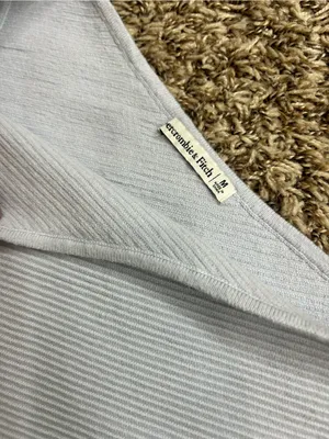 Abercrombie & Fitch Knit Ribbed One-Shoulder Bodysuit Pale Blue Sz M thumbnail 4