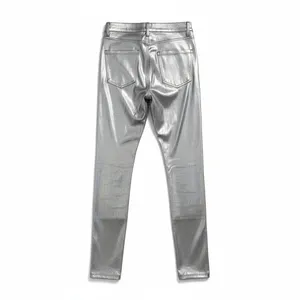 Halara Silver Metallic High Waisted Slim Leggings Faux Denim Pants Size M 7/8 thumbnail 3