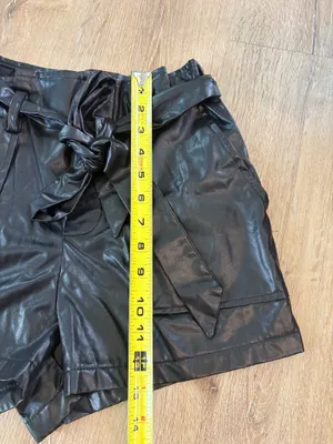 Black High Waisted Leather Shorts thumbnail 7