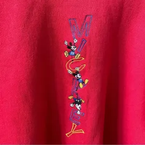 Vintage 90s Mickey & Co Disney Embroidered Crewneck Sweatshirt Red L thumbnail 3