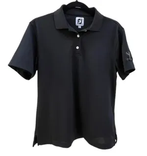 FootJoy Womens Size Small Black Golf‎ Polo Golden Eagle Logo Short Sleeve​​​ FJ thumbnail 1
