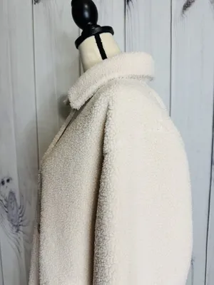 Spanx Luxe High Pile Fleece Shirt Jacket Cream Sz XL Collared Shacket Button Up thumbnail 5