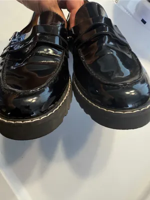 Franco Sarto Womens Black Patent Leather Penny Loafers Size 9 thumbnail 5