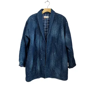 Anthropologie Pilcro Quilted Denim‎ Kimono Jacket Western Lounge Sz S thumbnail 2