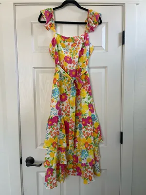 NWT Women’s Baltic Born Dani Ruffle Tiered Midi Dress | Multi Floral Size M thumbnail 6
