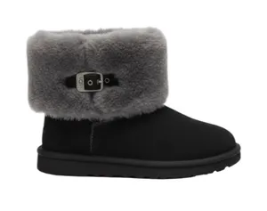 UGG Australia Classic Buckle‎ Shearling Boots Black Gray Size 7 thumbnail 1