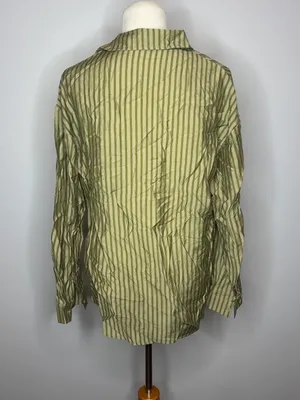 Nasty Gal - Green Oversized Striped Button Down thumbnail 4