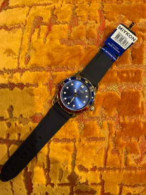 Miykon Men's Gold Stainless Steel Sports Watch - Water-Resistant, Blue Dial thumbnail 1