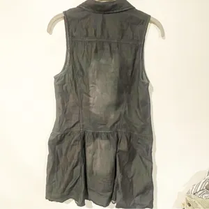 Free People Size Medium Dark Grey Cotton Sleeveless Button Down‎ Shirt Dress thumbnail 5
