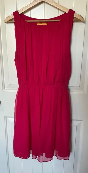 Alice + Olivia Chiffon Silk Mini Dress Small/Medium Hot Pink thumbnail 1