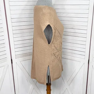 White House | Black Market Boho Multi Knit Sleeveless‎ Slouchy Sweater Vest Tan XS thumbnail 4