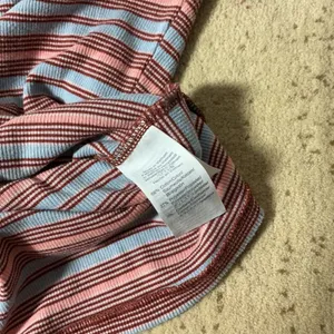 Madewell Striped Ribbed Henley Top Women S Blue Pink Long Sleeve V-Neck MB172 thumbnail 5
