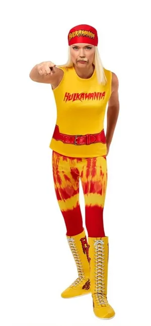 Wwe hulk hogan women’s medium Halloween costume cosplay shirt and pants dress up thumbnail 1