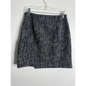 Loft Faux Wrap Tweed Mini Skirt Size 0 Office Career Workwear‎ Minimalist thumbnail 3
