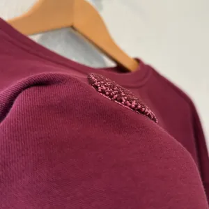 Nike Women's Maroon Logo Cropped Crewneck Sweatshirt Size Large thumbnail 3
