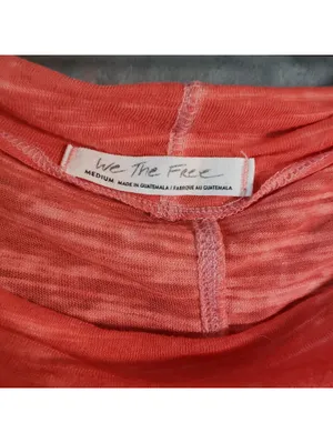We The Free Knit sheer Top Orange Solid Round Neck Short Sleeve Size M thumbnail 3