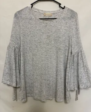 Altar’d State Gray‎ Flutter Sleeve Blouse Size Medium thumbnail 1