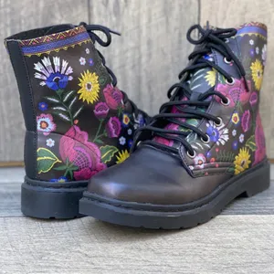Yes We Vibe Flower Unisex Chelsea Combat Boots Sz 11.5 thumbnail 2