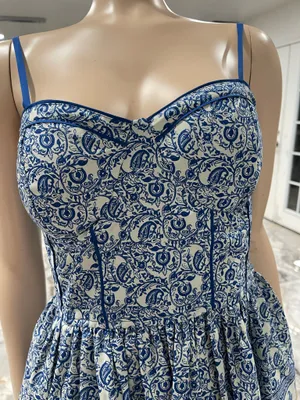 Band of Gypsie Blu Women's Maxi Dress Blue Floral Pattern Polyester Size M NWT thumbnail 3