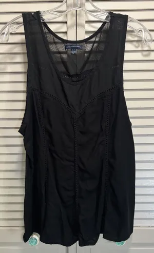 American Eagle Black Tank Top Blouse Size XL Crochet Detail Scoop Neck Boho thumbnail 1