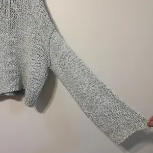 Anthropologie Chunky Knit Sweater Size Large Wide Bell Sleeves Blue Cotton thumbnail 5