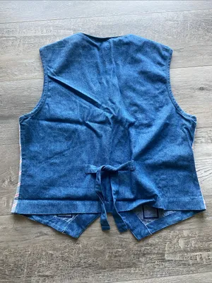 Vintage Koret Denim Vest Womens Sz Medium Blue Button Down Patterned thumbnail 5