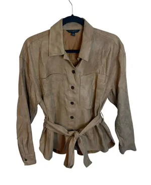 Banana Republic Tan Vegan Suede Shacket thumbnail 1
